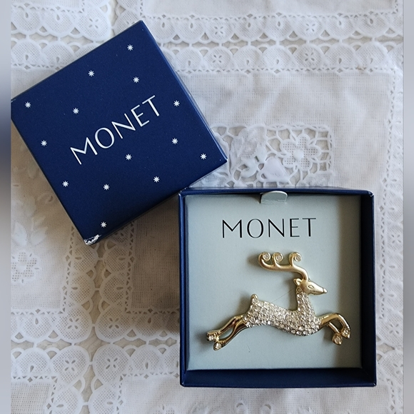 Monet Jewelry - Vintage Monet Rhinestone Deer Brooch